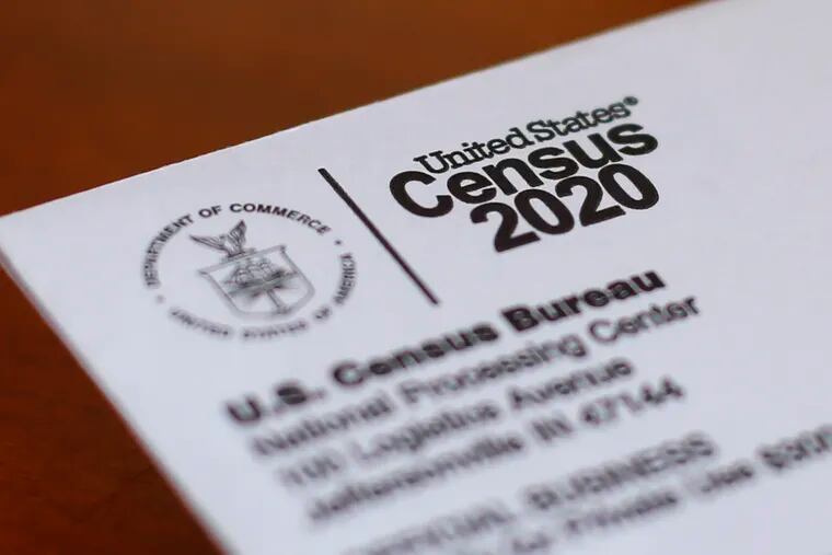 An envelope containing a 2020 census letter mailed to a U.S. resident.