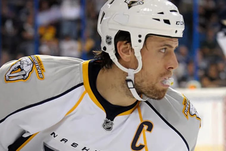 Defenseman Shea Weber signed a $110 million, 14-year offer sheet with the Flyers on Wednesday. (AP Photo)