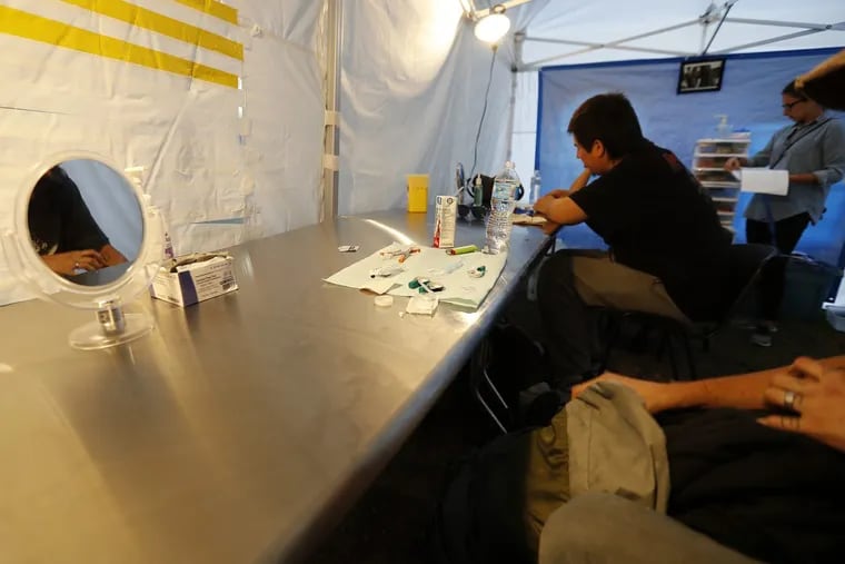 A view inside the pop-up safe injection site in Moss Park in Toronto, Canada on October 3, 2017. Philadelphia is considering opening a safe injection site. DAVID MAIALETTI / Staff Photographer