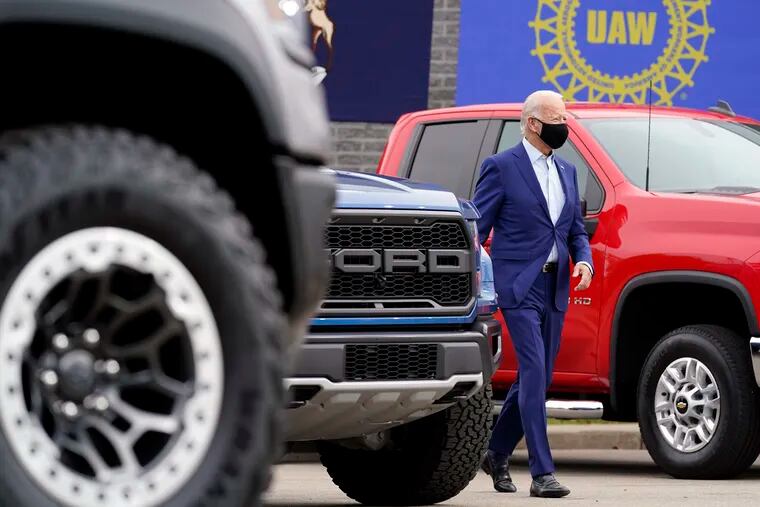 Joe Biden campaigned on bringing back manufacturing and supporting American-made products at places like the UAW Region 1 headquarters in Warren, Mich. Now, as president, he'll try to deliver on those promises.