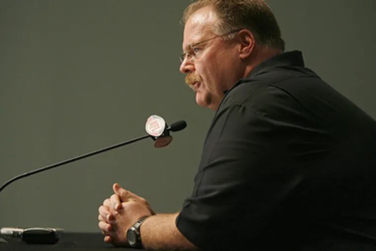 Andy Reid and the Eagles' front office stuck to their draft philosophy by selecting speed over size. (Charles Fox / Staff Photographer)