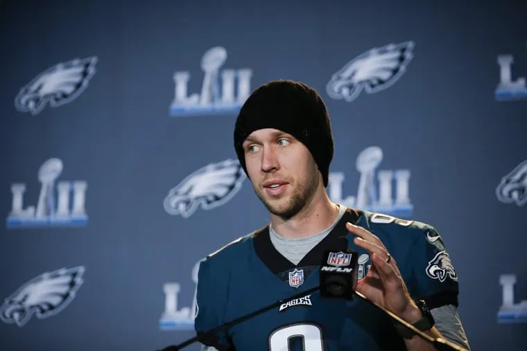 Eagles quarterback Nick Foles during a press conference at the Mall of America in Minnesota.