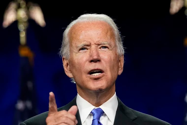 Joe Biden speaks Thursday during the fourth day of the Democratic National Convention.