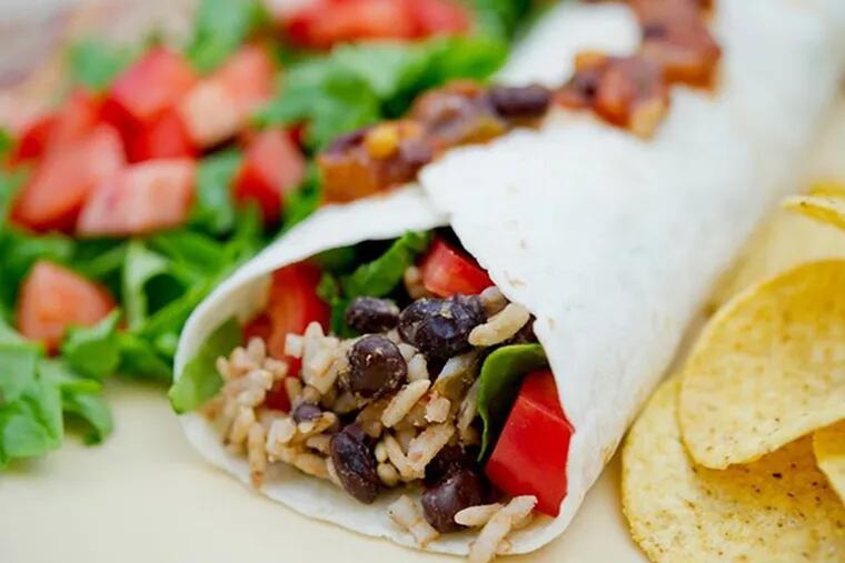 A vegan black bean burrito, one of the menu items the Humane League has submitted to the Philadelphia School District to consider for upcoming 'Lean and Green Days.