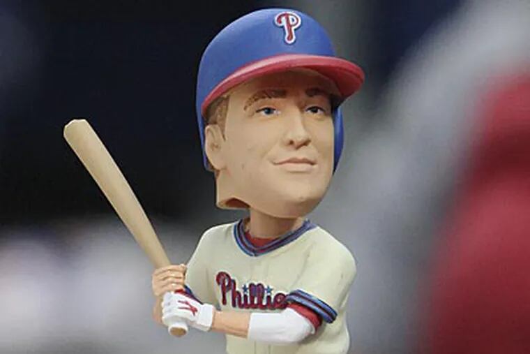 The Phillies gave away a bobblehead of former Phillie Hunter Pence on Tuesday night. (Steven M. Falk/Staff Photographer)