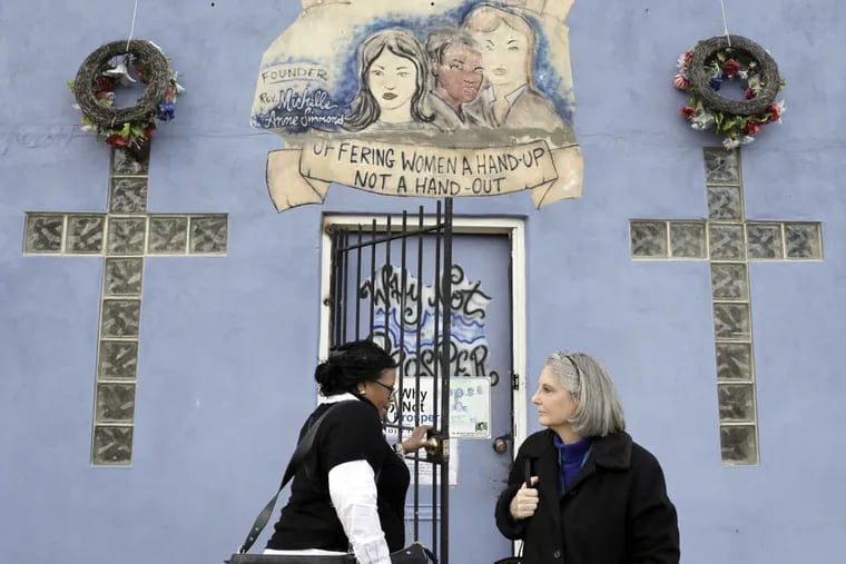 Anne M. Teitelman, (right) co-principal investigator of the PrEP study and an assistant professor at the University of Pennsylvania School of Nursing gets a tour of Why Not Prosper, a social services agency for formerly incarcerated women, from its founder Rev. Dr. Michelle Anne Simmons.