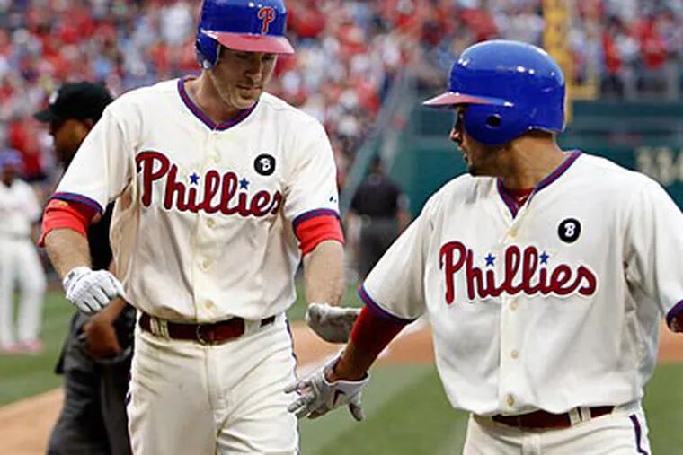 Chase Utley finished with four RBIs against the Cubs on Saturday, including a two-run homer. (Ron Cortes/Staff Photographer)