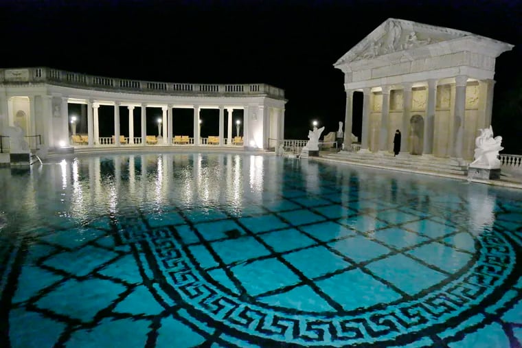 The Neptune Pool at Hearst Castle is famous for its sweeping colonnades and Italian relief sculptures.
