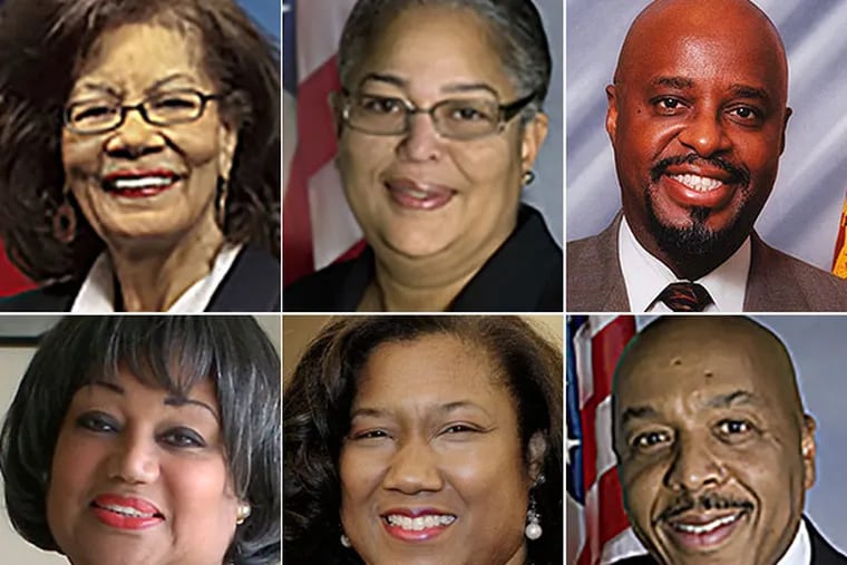 Defendants in the corruption sting cases, clockwise from top left: Louise Williams Bishop, Michelle Brownlee, Harold James, Ronald Waters, Vanessa Lowery Brown, and Thomasine Tynes.