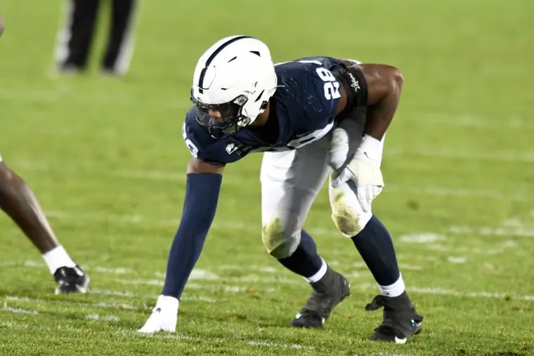 Penn State edge rusher Jayson Oweh ran a 4.37 forty at his Pro Day, but didn't have any sacks last season.