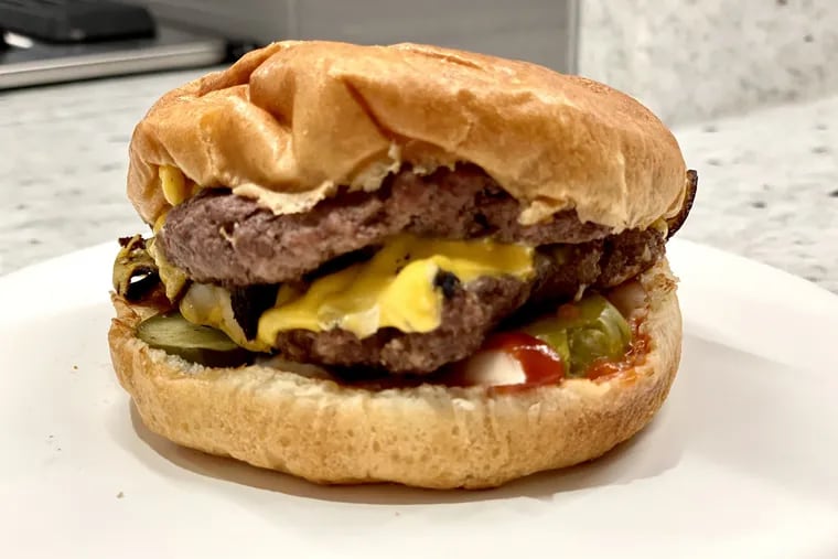 The Beast Burger, after a 20-minute car ride, from MrBeast Burger.