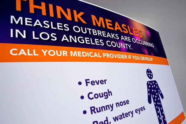A poster released by Los Angeles County Department of Public Health shows the symptoms of measles. Los Angeles County has a high risk of developing an outbreak of the disease.