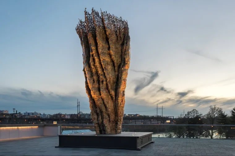 Ursula von Rydingsvard’s “Bronze Bowl with Lace” (2015), at the Anne d’Harnoncourt Sculpture Garden, Philadelphia Museum of Art. (Photo by Tim Tiebout)