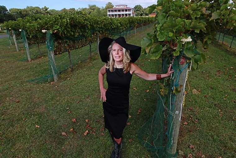 Barbara Wilde, Willow Creek Winery owner, in her vineyard in West Cape May with her home in the background. ( MICHAEL BRYANT  / Staff Photographer )