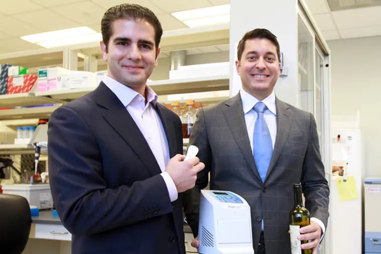 Nicholas Siciliano, CEO, (left) and Benjamin Pascal, CBO, of Invisible Sentinel in their office/lab at 3711 Market Street in 2014.