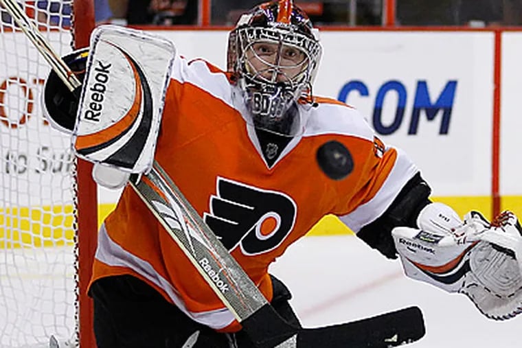 Sergei Bobrovsky is 2-0 in two starts for the Flyers this season. (AP Photo/Matt Slocum)