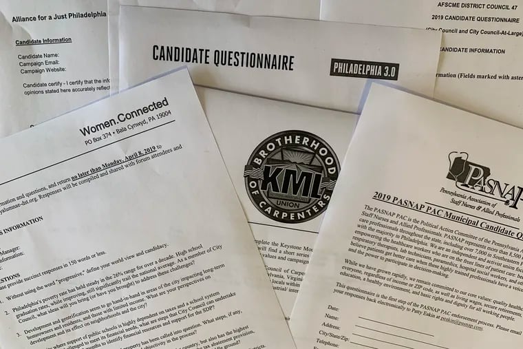 City Council candidates said they've received dozens of questionnaires from a wide range of groups leading up to the May 21 primary.