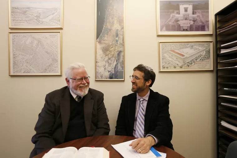 Philip A. Cunningham, director, left, and Adam Gregerman, asst. director, both of the Institute for Jewish-Catholic Relations share a laugh as they pose for a picture at St. Joseph&#039;s University in Philadelphia, PA  on March 2, 2017.