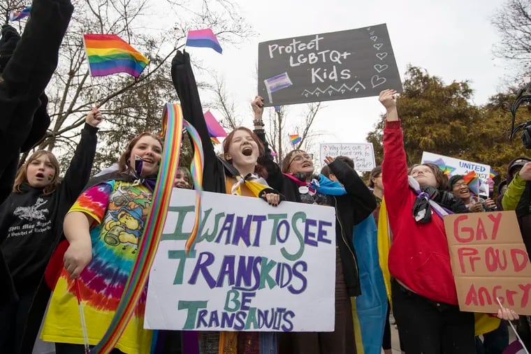 Protests in January focused on bans of Pride flags and "advocacy" materials at Central Bucks School District, which critics said created a hostile environment for LGTBQ students. The district is now proposing a policy that would ban transgender students from playing on sports teams aligned with their gender identities.