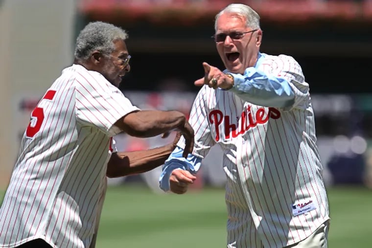 Dick Allen and Jim Bunning are reunited on the 50th anniversary of Bunning's perfect game in June 2014.