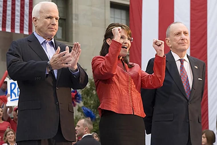 John McCain, who campaigned Monday afternoon in Media, is in a near-dead heat with Barack Obama in the latest Pennsylvania polls. (Jessica Griffin/Daily News)