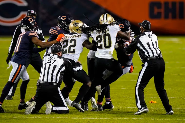 Chicago Bears wide receiver Javon Wims was ejected after punching Saints safety Chauncey Gardner-Johnson.