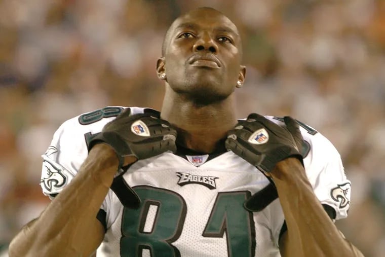 Former Eagle Terrell Owens 2004-05) is being inducted into the Pro Football Hall of Fame on Saturday. He's sitting out the ceremony, however.