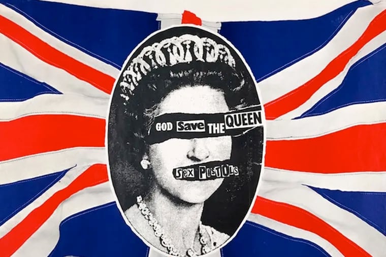 Jamie Reid, Sex Pistols: God Save the Queen Poster, 1977, lithograph.  Collection of Andrew Krivine.