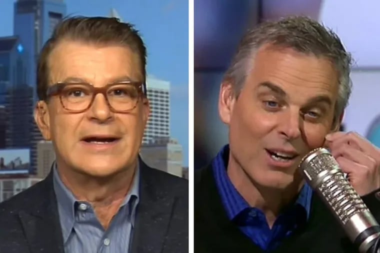 97.5 The Fanatic host Mike Missanelli (left) couldn’t convince Colin Cowherd to stop trolling the Eagles during an appearance on “The Herd” on Thursday.
