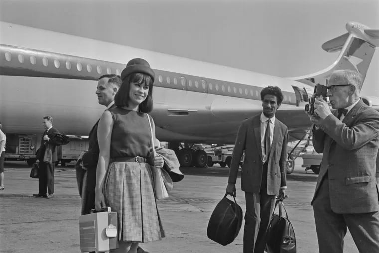 Brazilian samba and bossa nova singer Astrud Gilberto arrives at London Airport (later Heathrow) in June 1965.