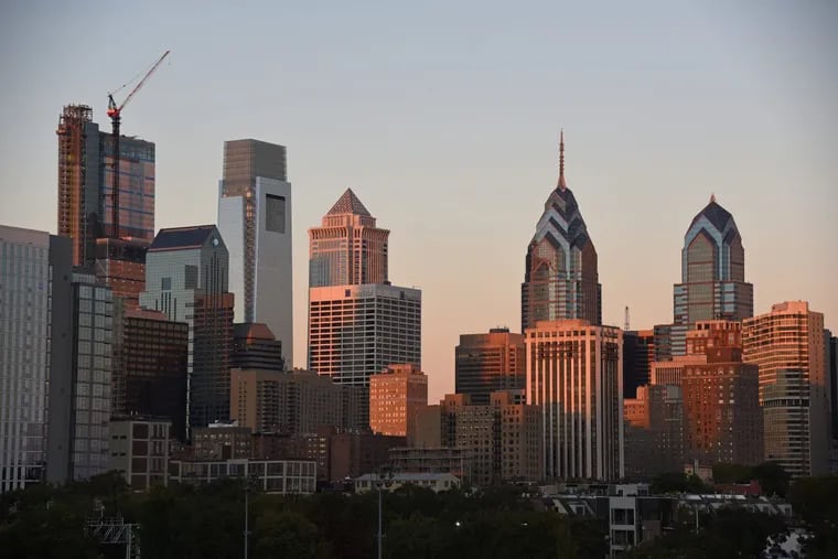 The Philadelphia skyline seen from the South Street Bridge over the Schuylkill October 1, 2017. Skyline includes the still-under-construction Comcast Technology Center and Comcast Center; One and Two Liberty Place. The city bid for the Amazon HQ2 second headquarters.