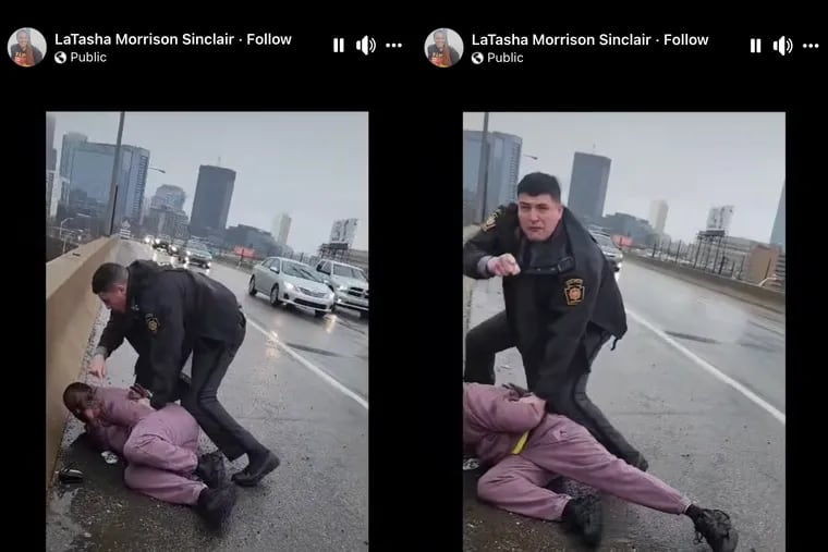 A video, posted to social media on Saturday, shows a Pennsylvania State trooper detaining the city's executive director of the Office of LGBT Affairs, Celena Morrison-McLean, and an individual (on the ground) whom Morrison refers to in the clip as her husband. Philadelphia Mayor Cherelle L. Parker called the clip "very concerning" in a post on X, the platform formerly known as Twitter.