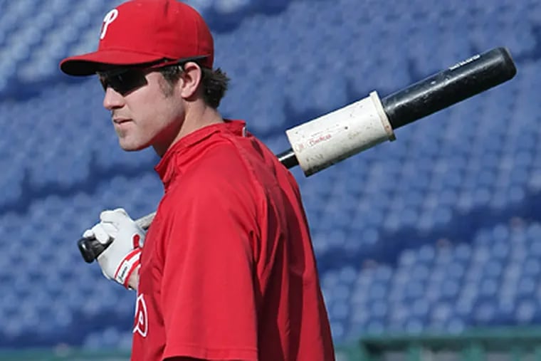 "Having a good batting-practice routine allows me to lock in for the game," 
Chase Utley says. His favorite BP bat broke in San Francisco earlier this season. (Jerry Lodriguss/Inquirer)