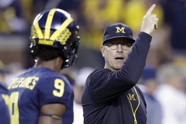 Coach Jim Harbaugh and the Wolverines will visit Happy Valley on Oct. 21.