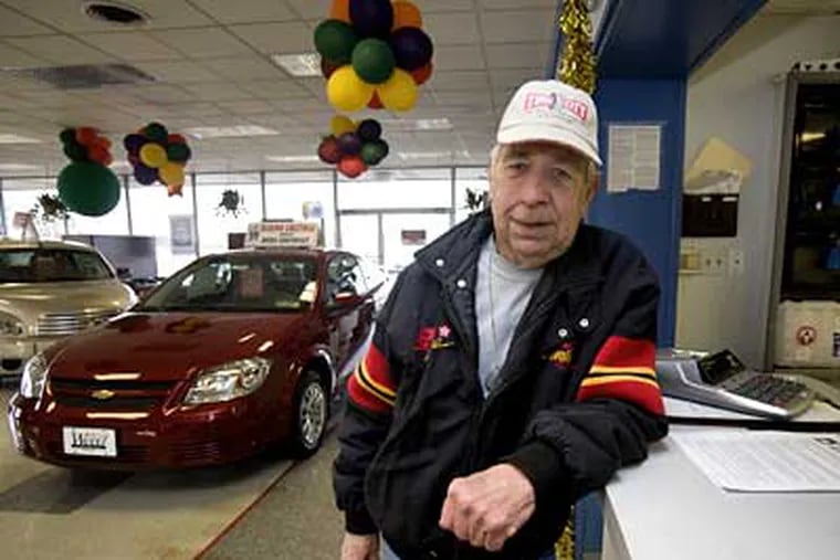 Ken Keiffer, a "lot man" until he was laid off, still comes into Weed Chevrolet and does odd jobs for free. The Bristol car dealership, in business since 1926, is closing. (Ed Hille / Staff Photographer)