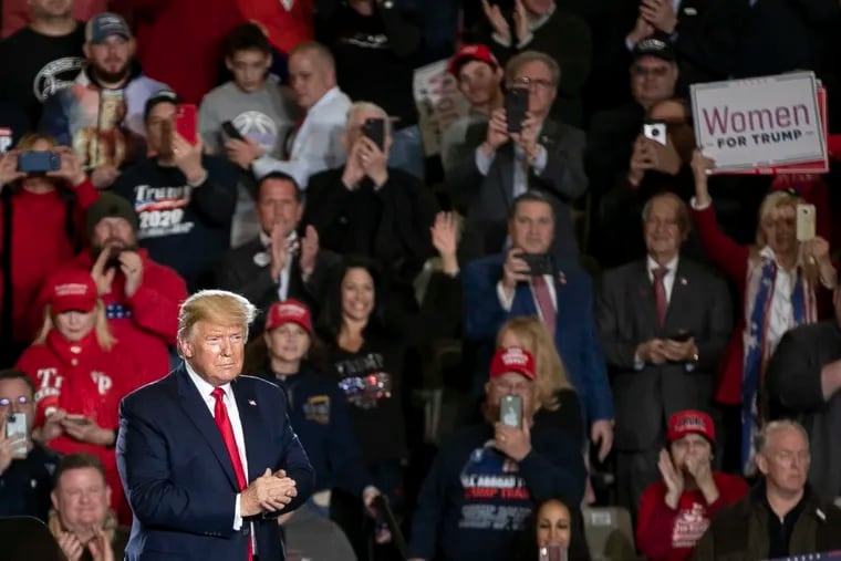 President Donald Trump during a campaign rally in Wildwood, New Jersey on Jan. 28, 2020.