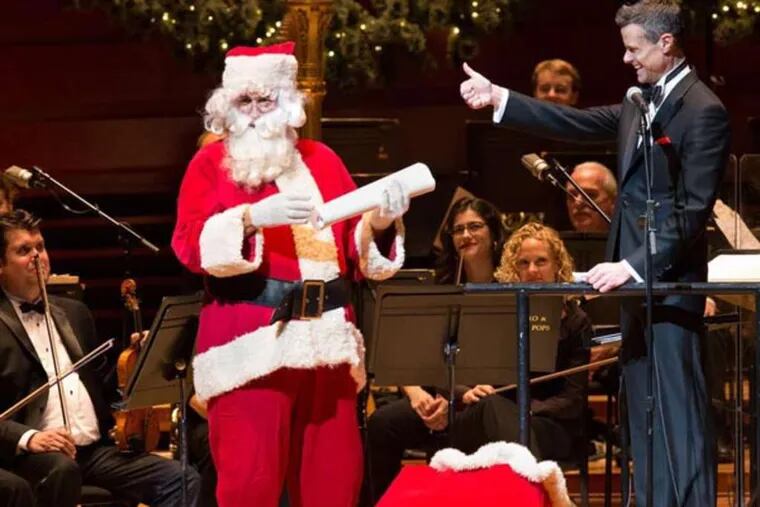 David Charles Abell conducts the Philly Pops Christmas Spectacular. And here comes Santa.