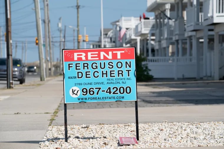 A "For Rent" sign in Sea Isle City.