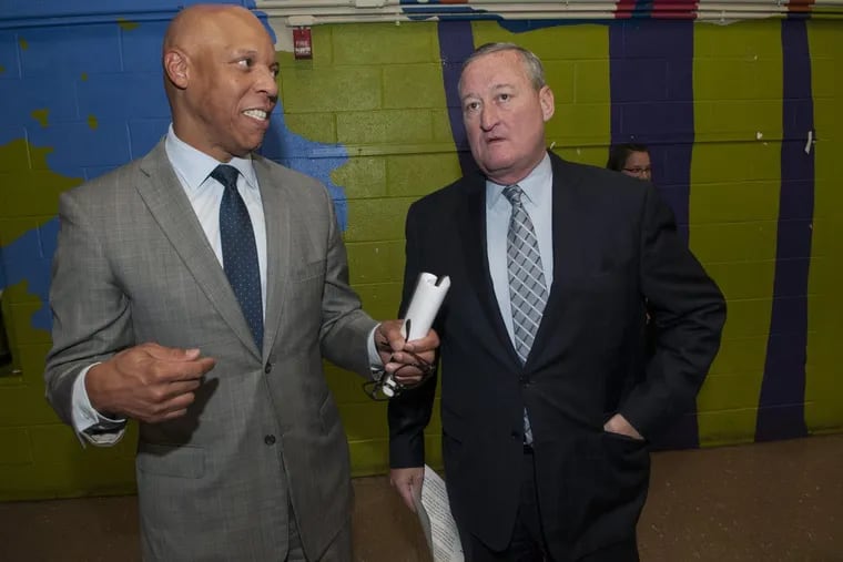 Two key players in the plan to save Philly schools:  Superintendent William R. Hite (left) and Mayor Jim Kenney (right).