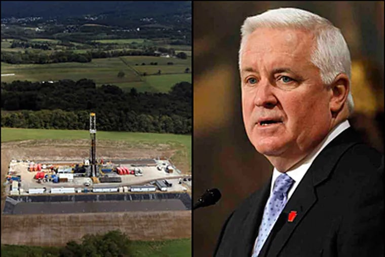 A Marcellus Shale gas drilling site near Latrobe, Pa. Gov. Corbett on Tuesday reiterated his pledge not to act on any natural-gas legislation until he can  review recommendations in a report due next month.