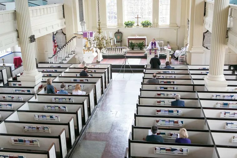 Christ Church holds service to an almost empty church because Coronavirus concerns in Old City, Philadelphia, PA on Sunday, March 15, 2020.