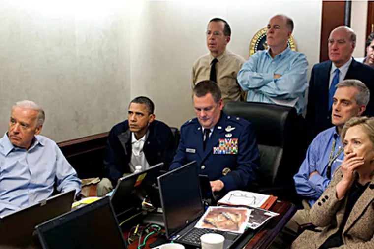 President Obama, Vice President Biden (left), Defense Secretary Robert Gates, Secretary of State Hillary Rodham Clinton, and national security brass follow the mission against Osama bin Laden.