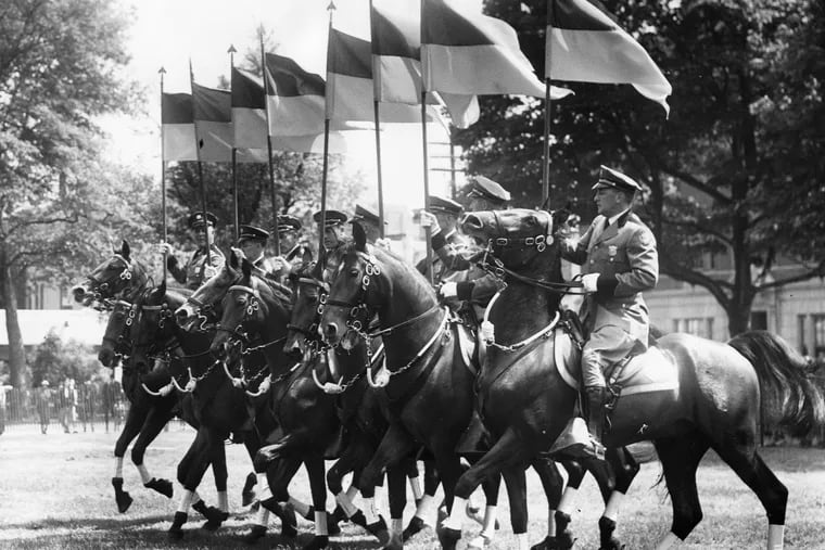 Fairmount Park Guards parade on horseback in Philadelphia in 1953.