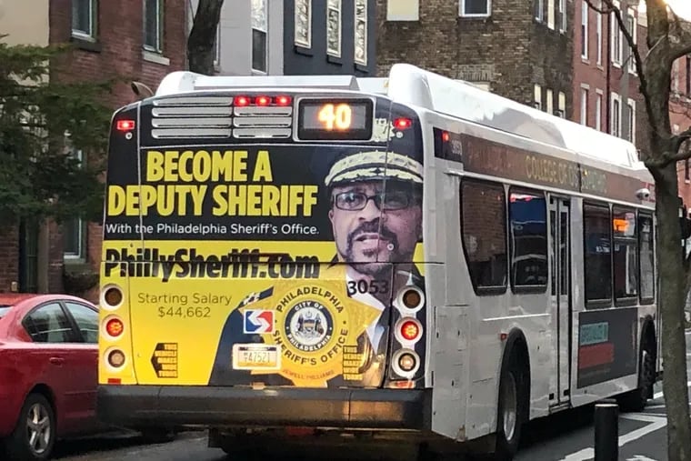 The Sheriff's Office is paying $13,000 to place advertisements, including Sheriff Jewell Williams' picture, on the back of 10 SEPTA buses for the first five months of 2019.