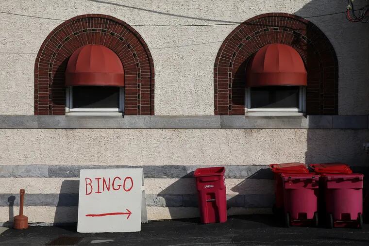 A bingo sign is pictured outside the Fire Company No. 1 building in Bridgeport on Tuesday, Feb. 20, 2018. TIM TAI / Staff Photographer