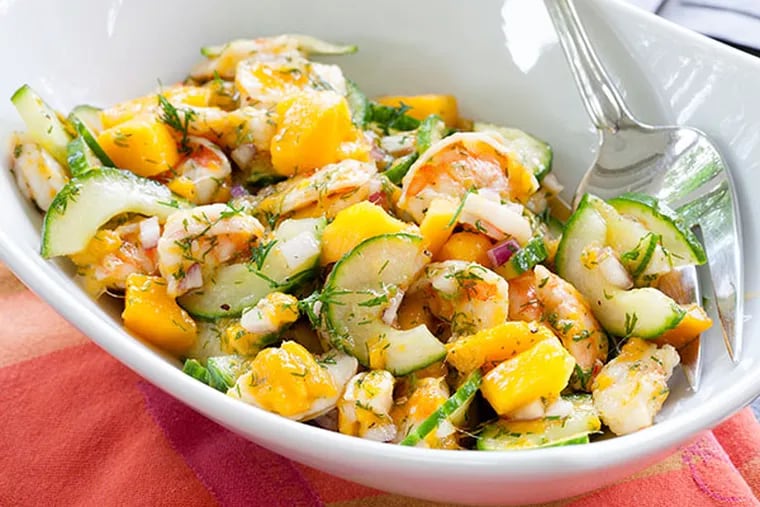 Dilled Shrimp, Mango and Cucumber Salad. (The Washington Post/Stacy Zarin Goldberg)