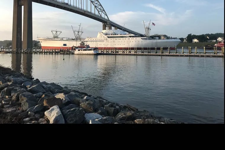 The NS Savannah was towed through the Chesapeake and Delaware Canal en route to dry docking in Philadelphia.