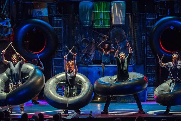 "STOMP," which opened at the Merriam Theater on Friday, has been playing in London and New York for more than 20 years, using shopping carts, tractor tires, paint cans, and other everyday items to create its rhythms.