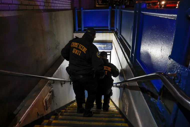 Police arrive where a man was fatally struck by a Market-Frankford Line train in University City during an altercation late Thursday afternoon at the 34th Street Station about 4:40 p.m. on Thursday.
