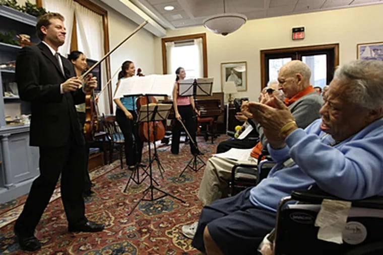 The Biava String Quartet at Stapeley nursing home, where ownership change could complicate an audit.